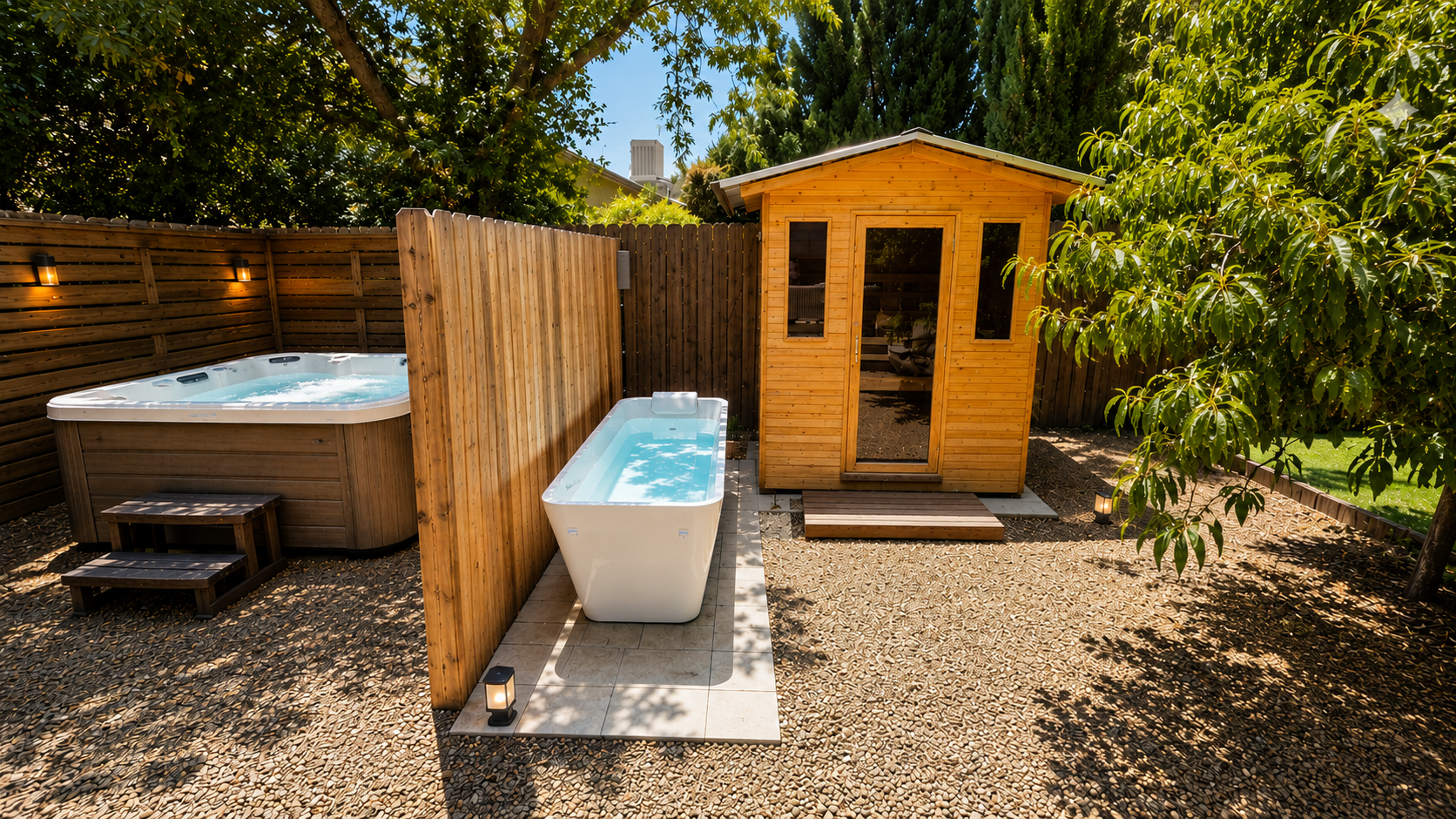 ❄️ {Spa Amenities}
Go from an icy cold plunge to the warmth of the private infrared sauna or hot tub for the ultimate Sedona reset — all in your own backyard wellness retreat at Prickly Pear.