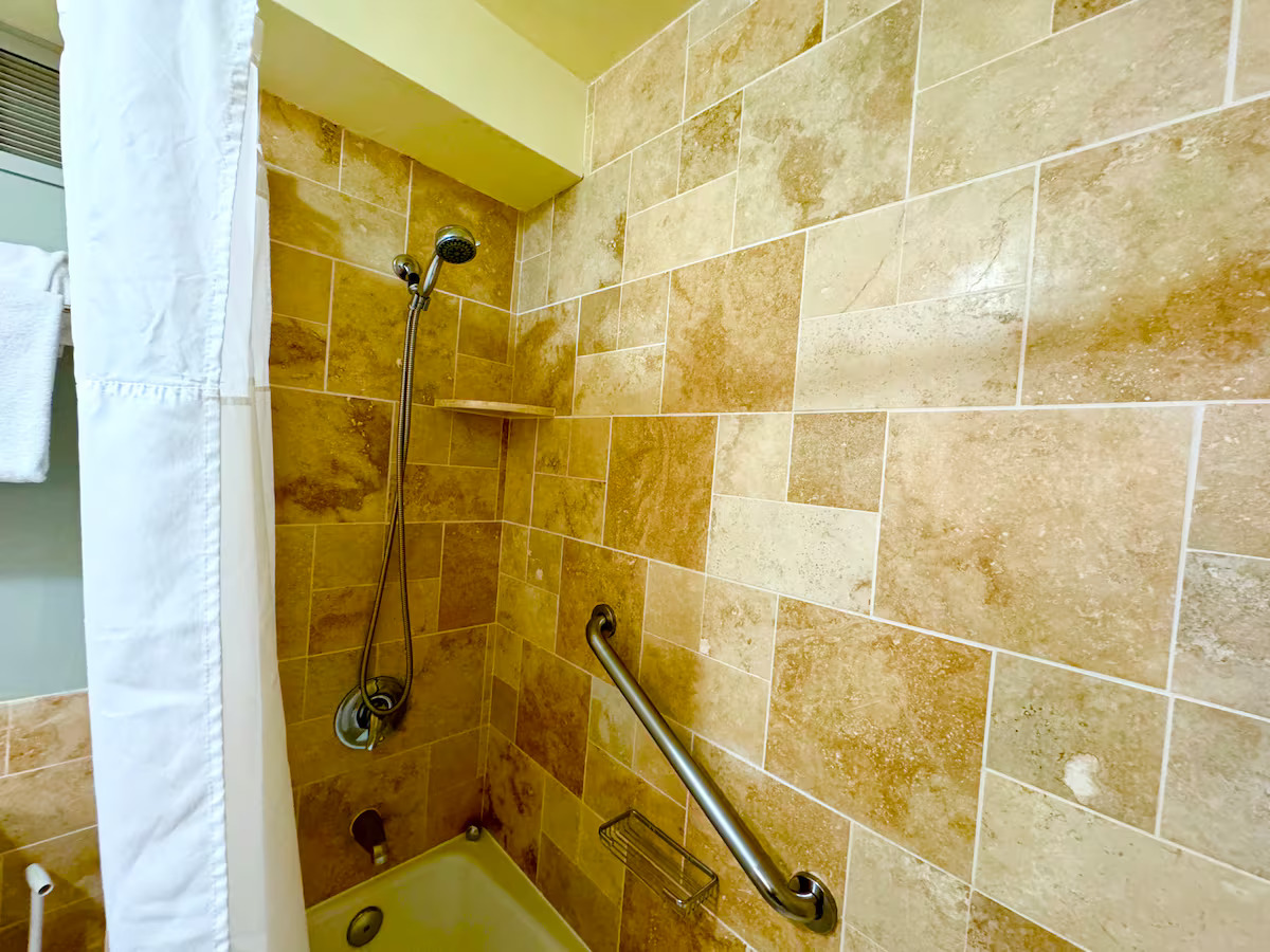 Travertine Shower with Bathtub