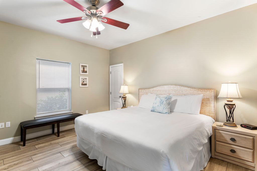First Floor: Bedroom 1
King Suite with nightstand, dresser and smart TV