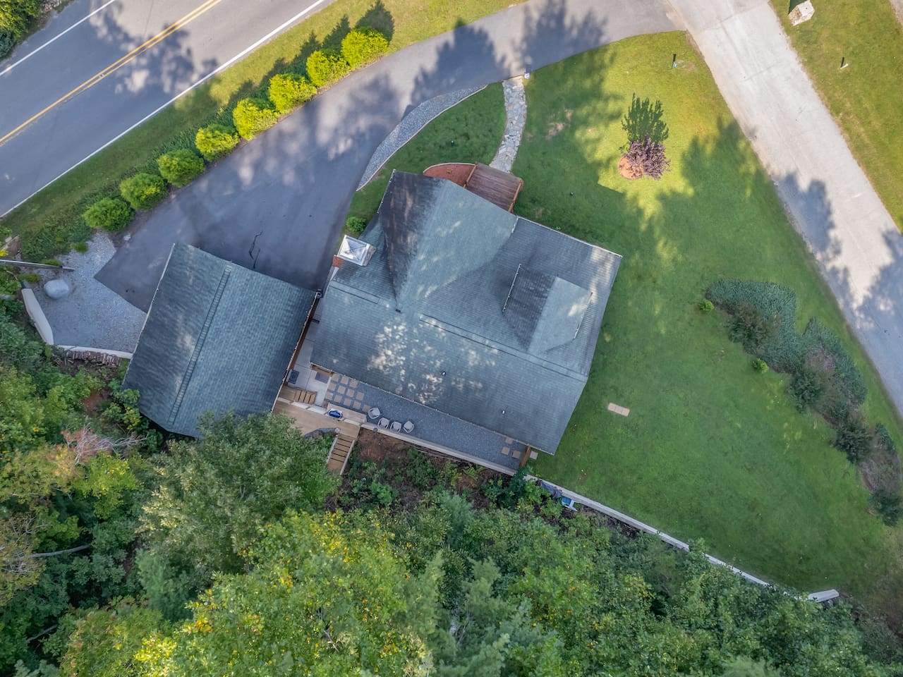 Upper drone picture of the home