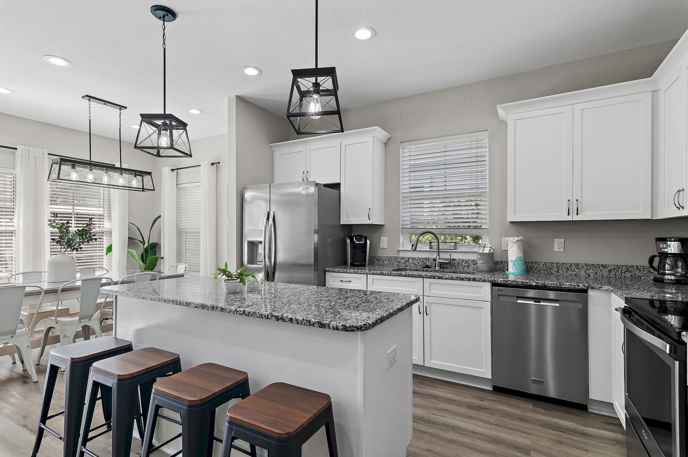 Additional seating at the kitchen island.