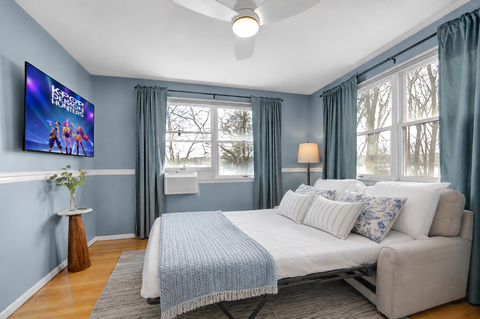 Flexible king sleeper lounge — perfect for extra guests or a quiet TV retreat.