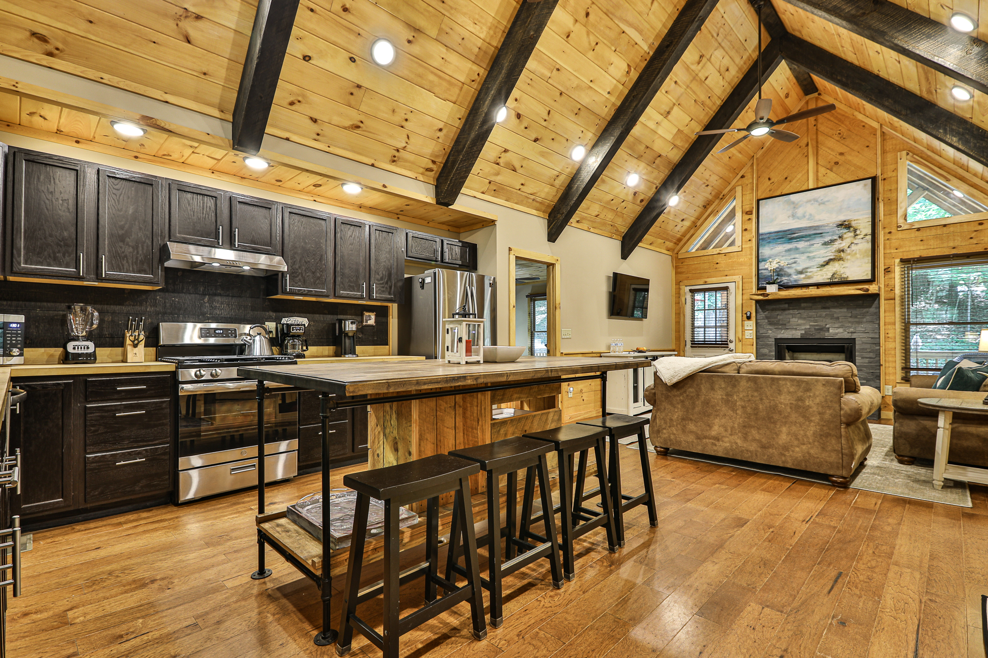 Fully Equipped Kitchen Overlooking the Living Area