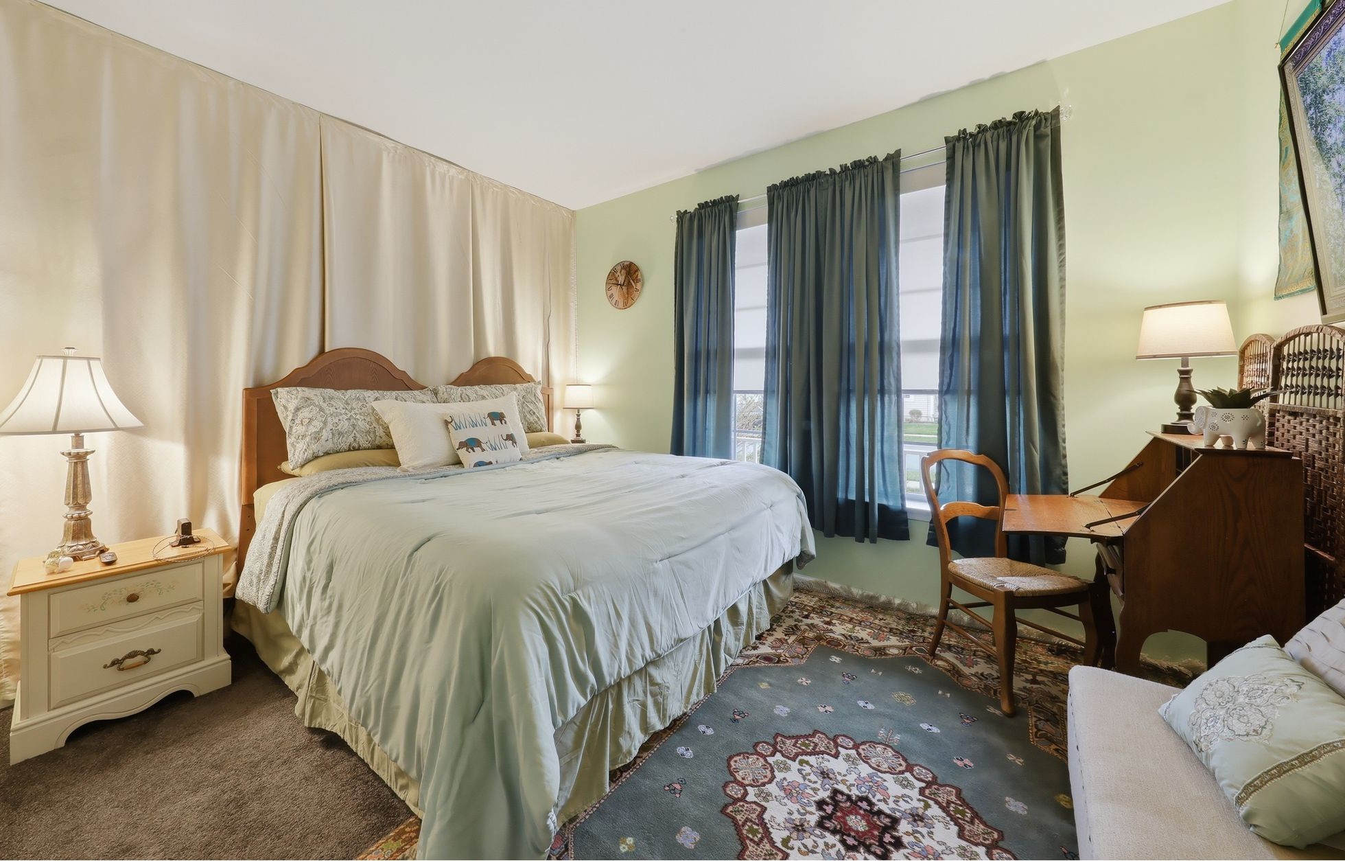 Private and just as luxurious with a King bed, blackout curtains, white noise machine, and extra charging ports