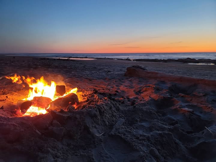 Beach fires at night, just steps away.