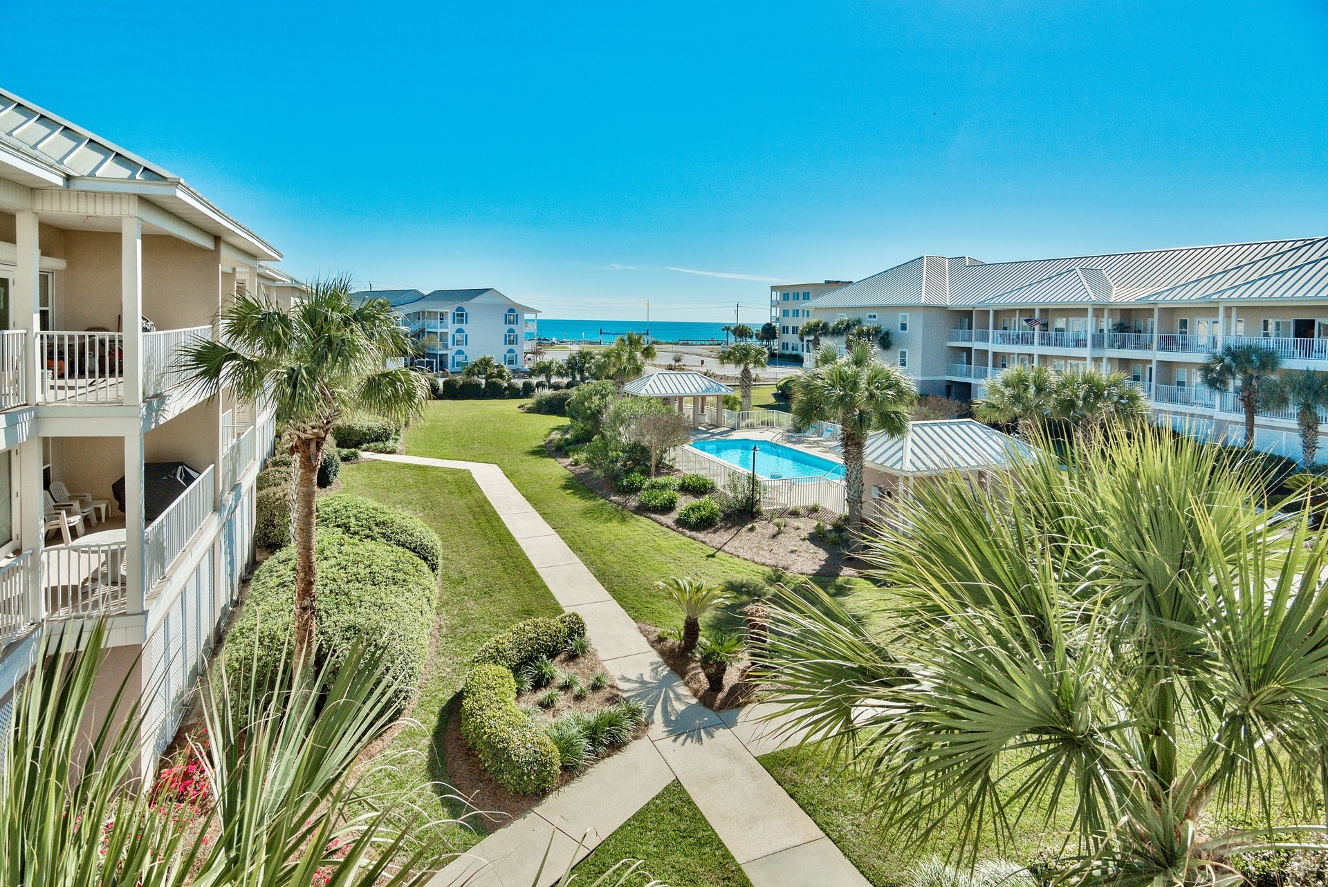 View of the pool and courtyard