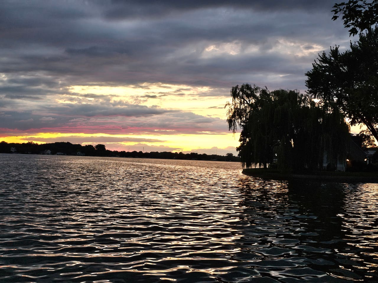 Beautiful Winona Lake at sunset.