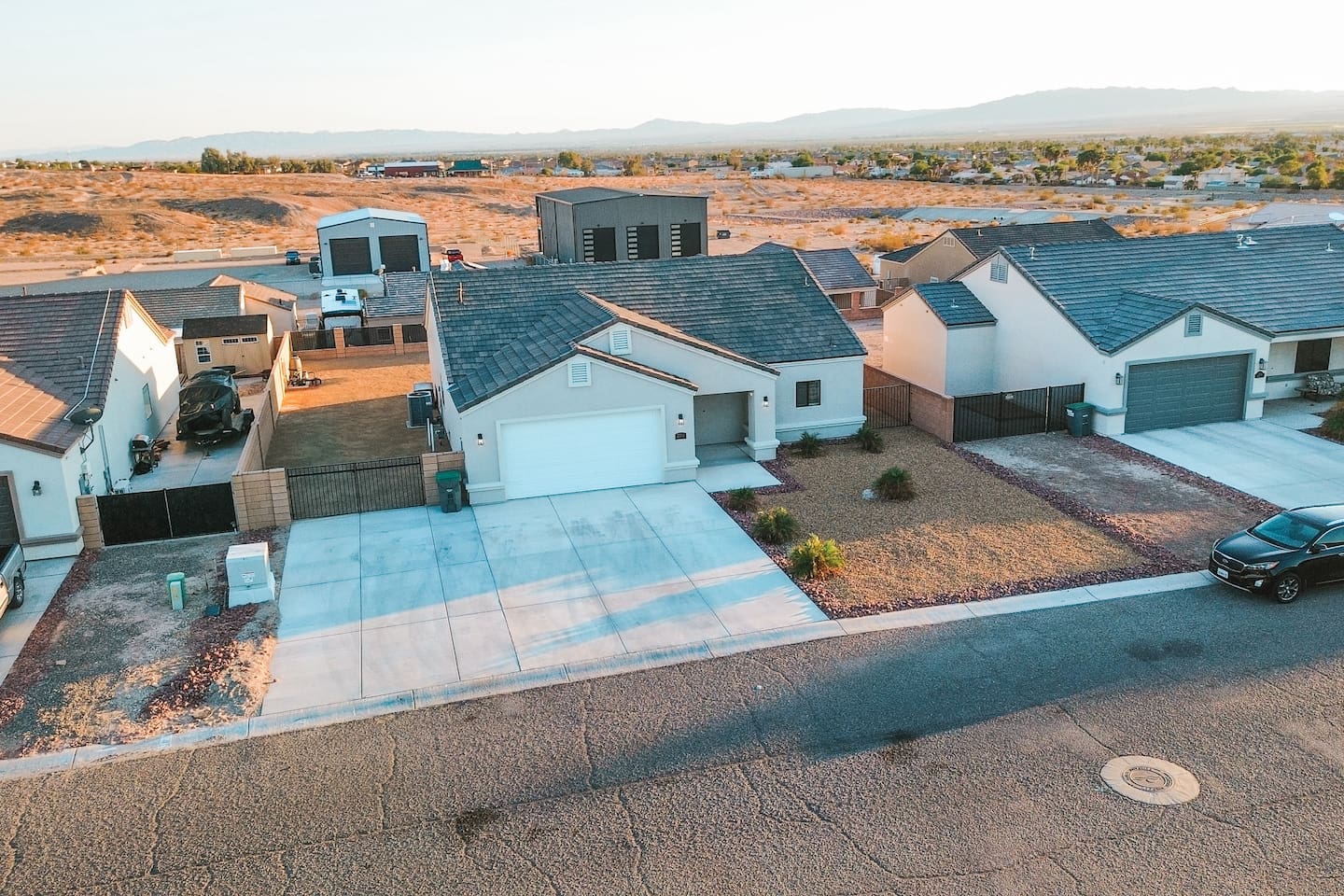 Aerial view of the home and surrounding neighborhood 