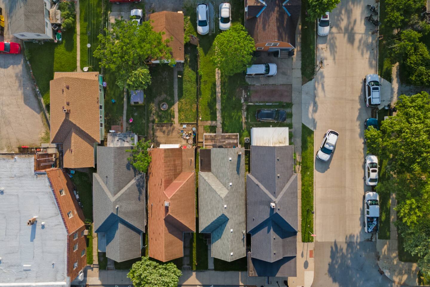 A bird's eye view reveals a charming property surrounded by scenic beauty