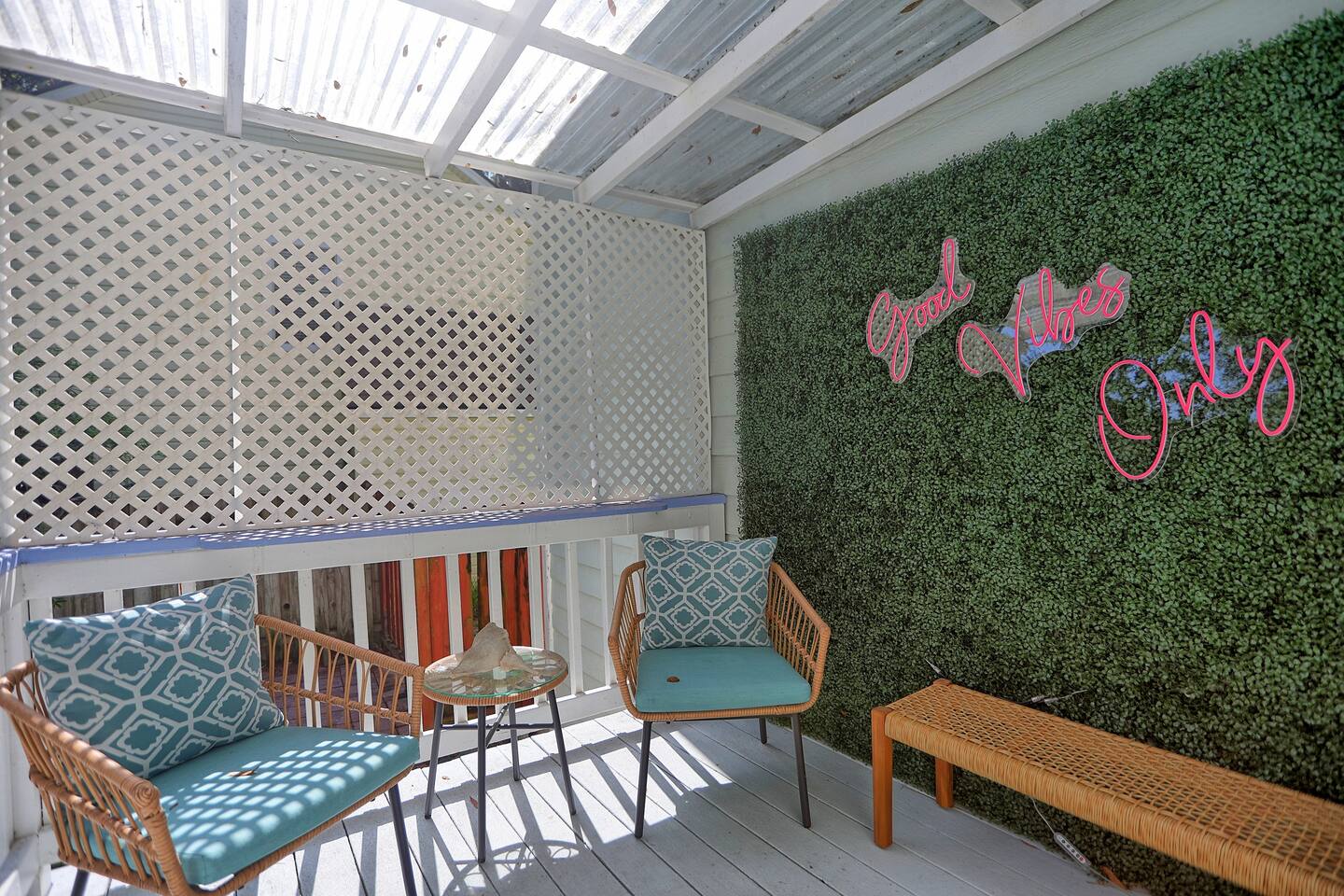 Unwind on the rear patio, a cozy spot perfect for enjoying your morning coffee or an evening glass of wine.