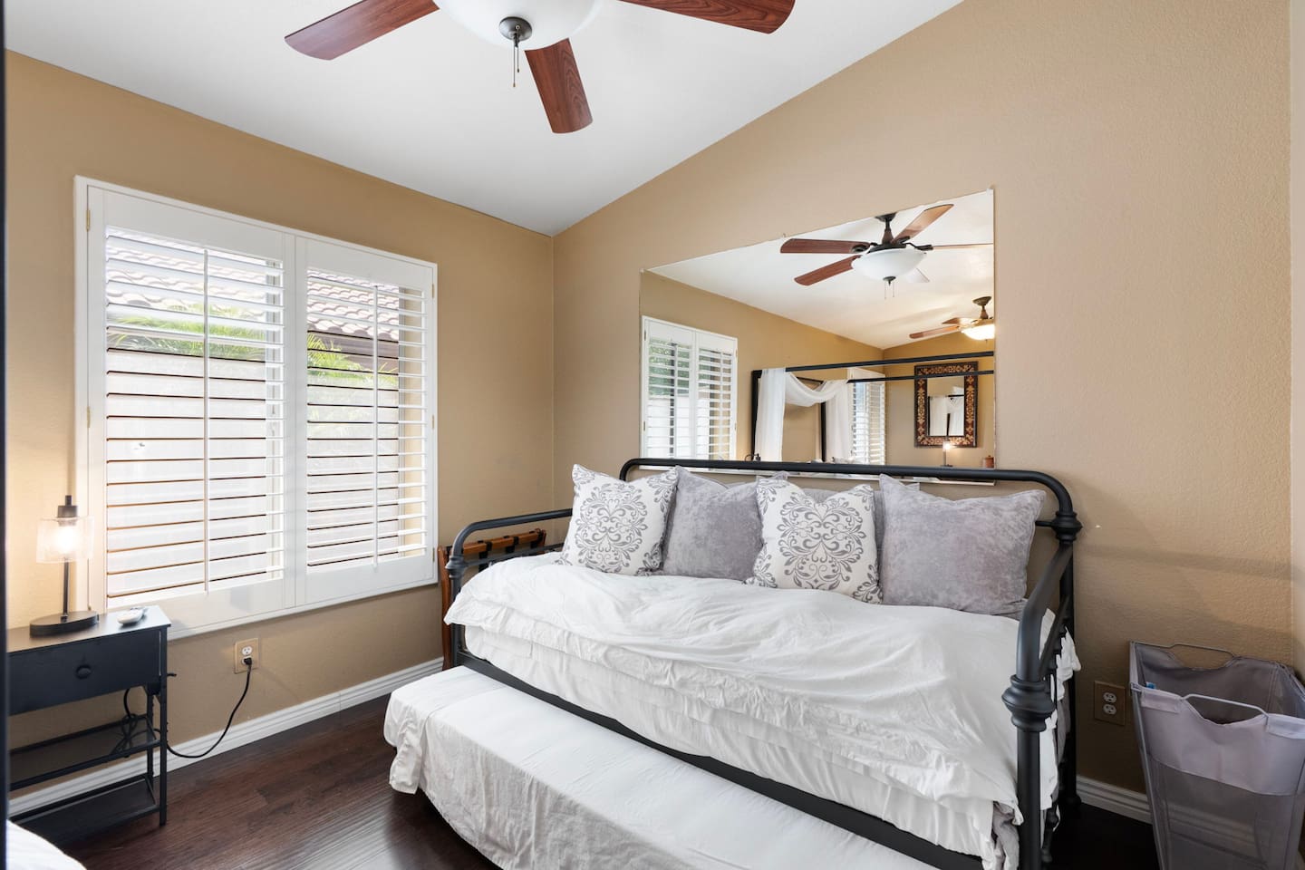 The twin daybed with a trundle is a clever bonus — pull it out for an extra sleeping spot, or leave it as a cozy reading and lounging nook during the day.