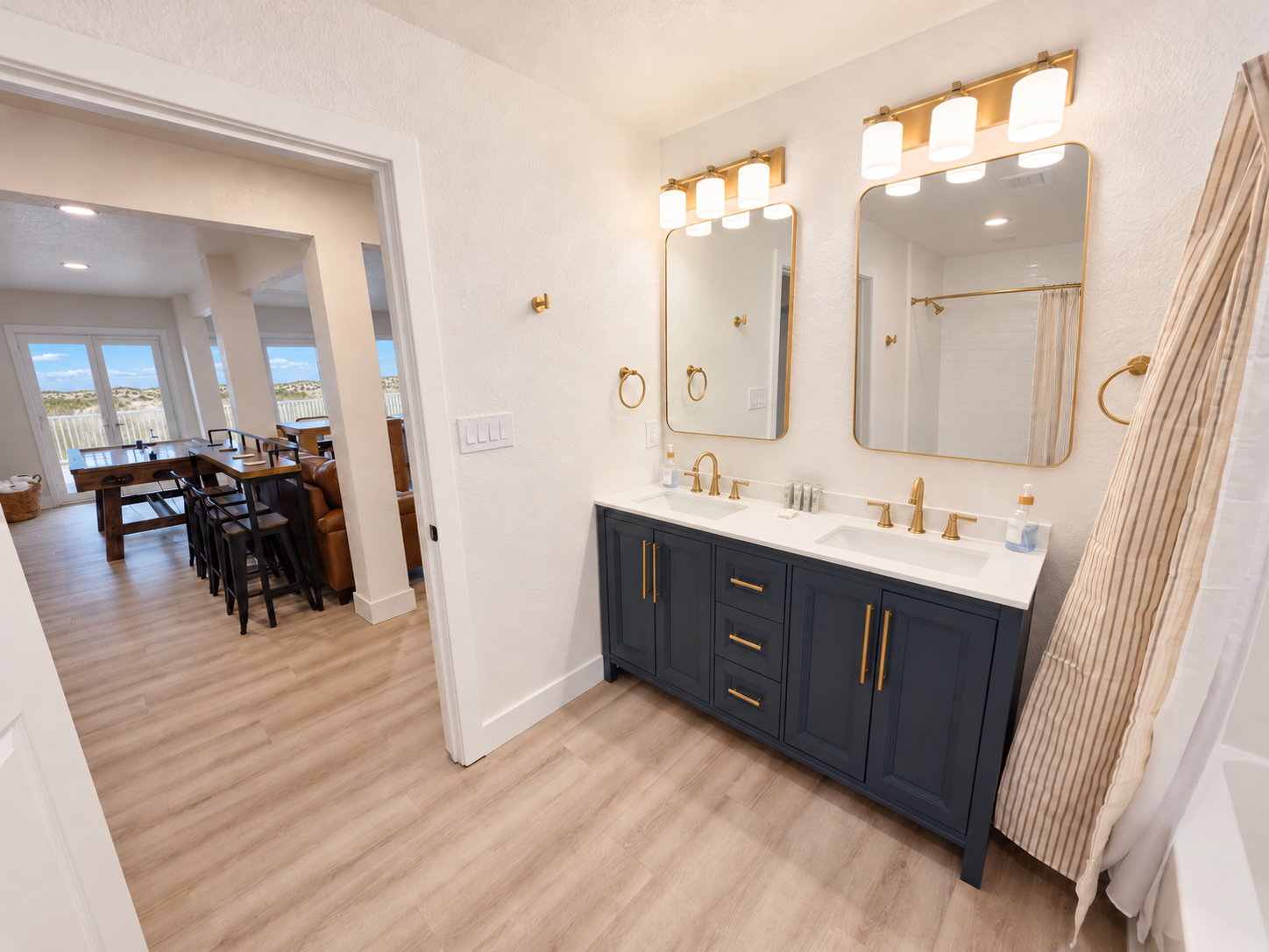 Downstairs bathroom next to the rec room. 