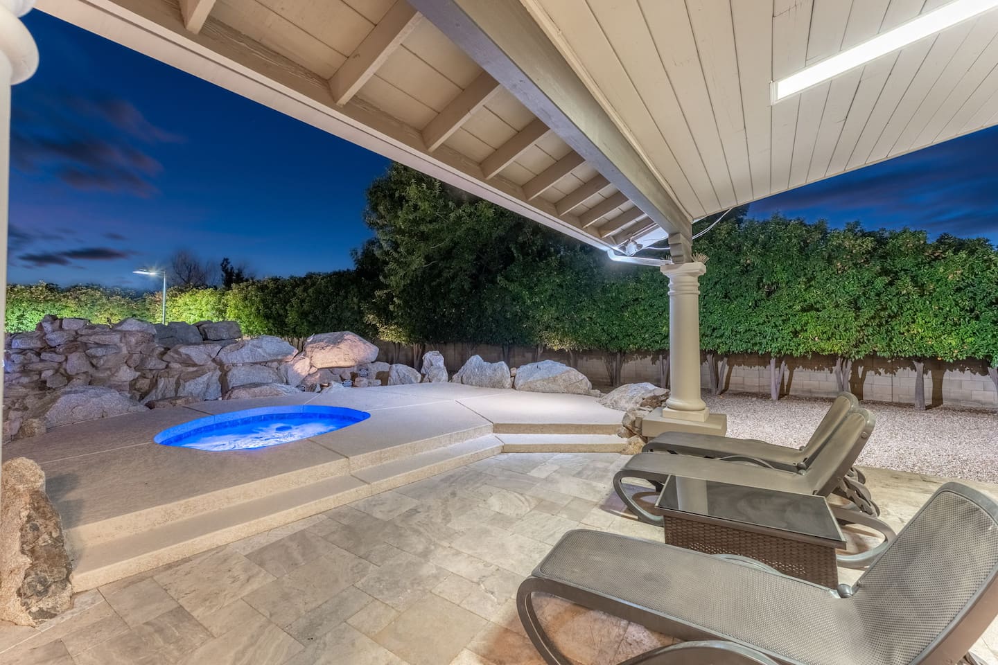 Nestled against boulders and lush trees, this tucked-away spa area is your ultimate relaxation zone.