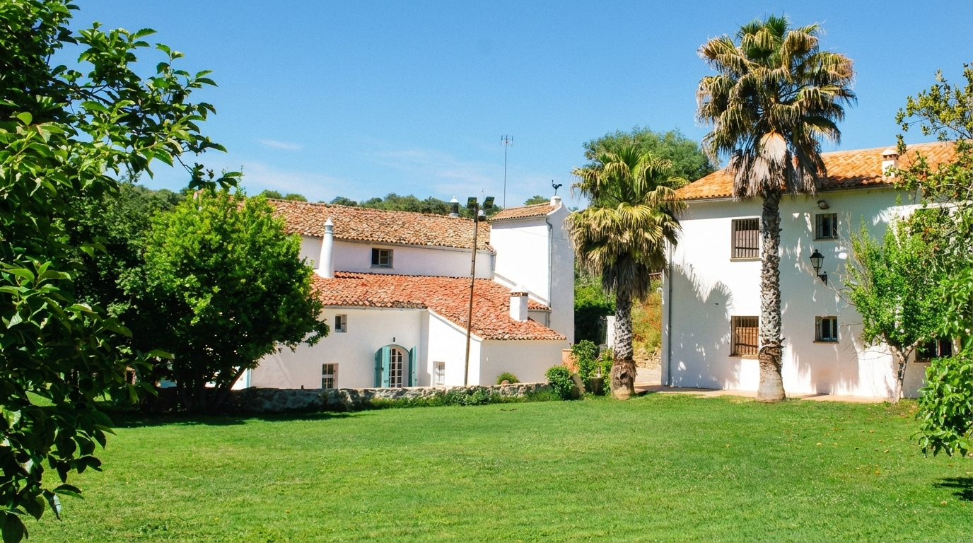 the main house and the additional building with 4 bedrooms
