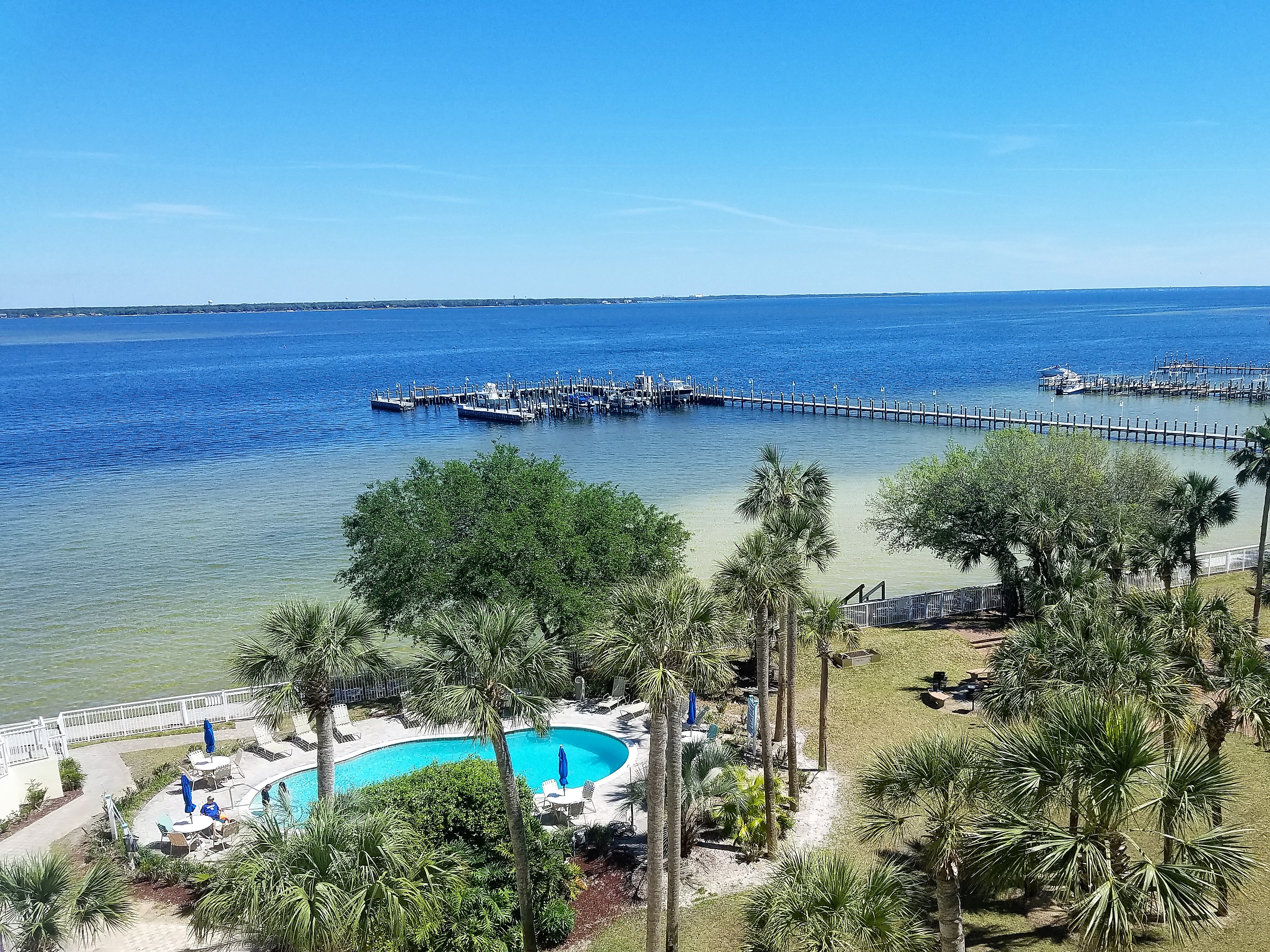 View of pier for private heated pool for Heron building