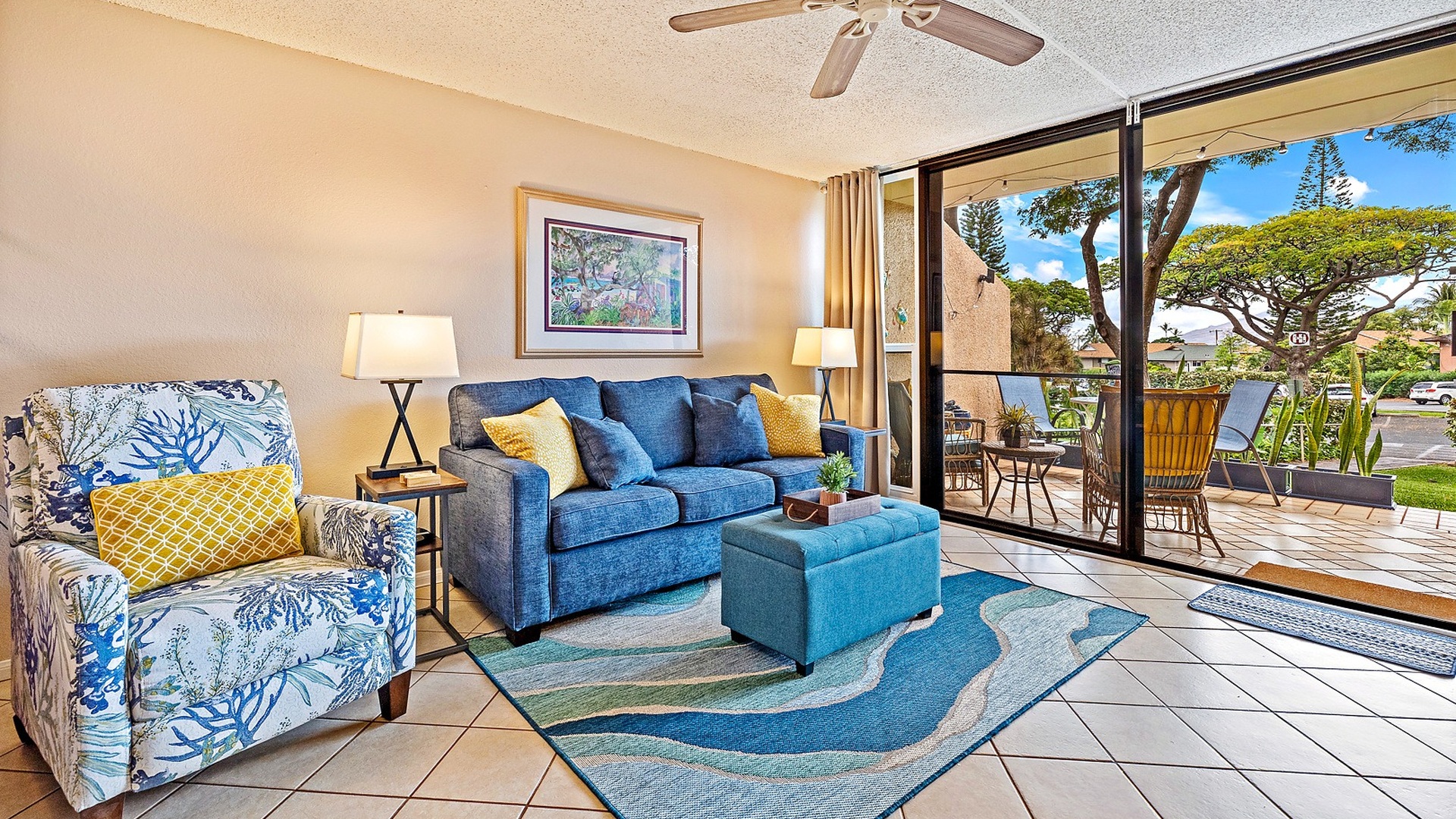 Comfortable queen sofa sleeper and lounge chair.