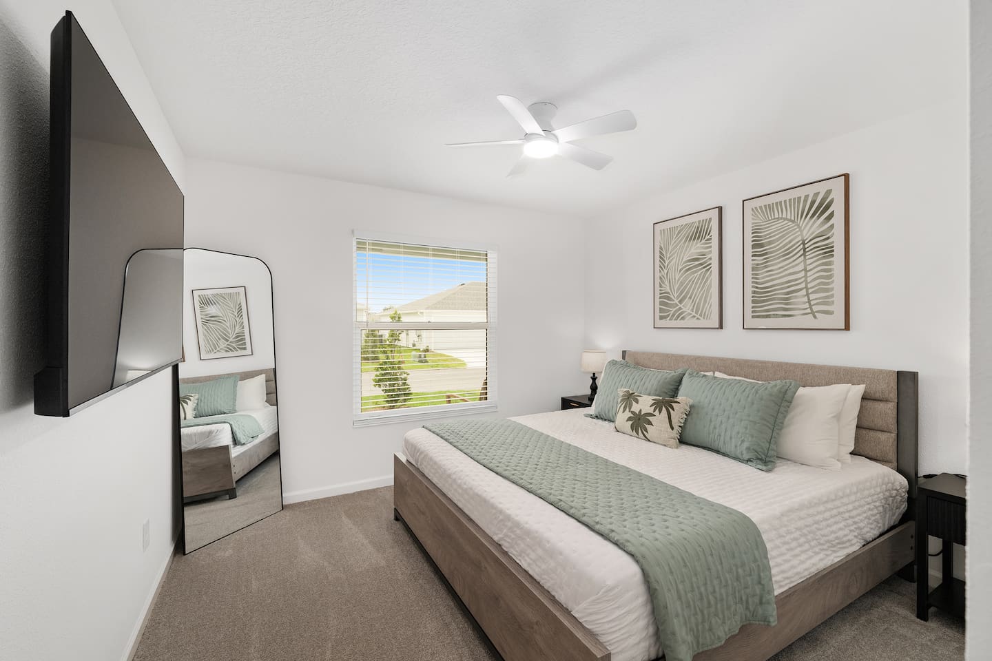 This bright and airy king guest room brings a clean, relaxed feel with soft coastal-inspired touches throughout. A comfortable place to settle in, recharge, and feel right at home during your stay.