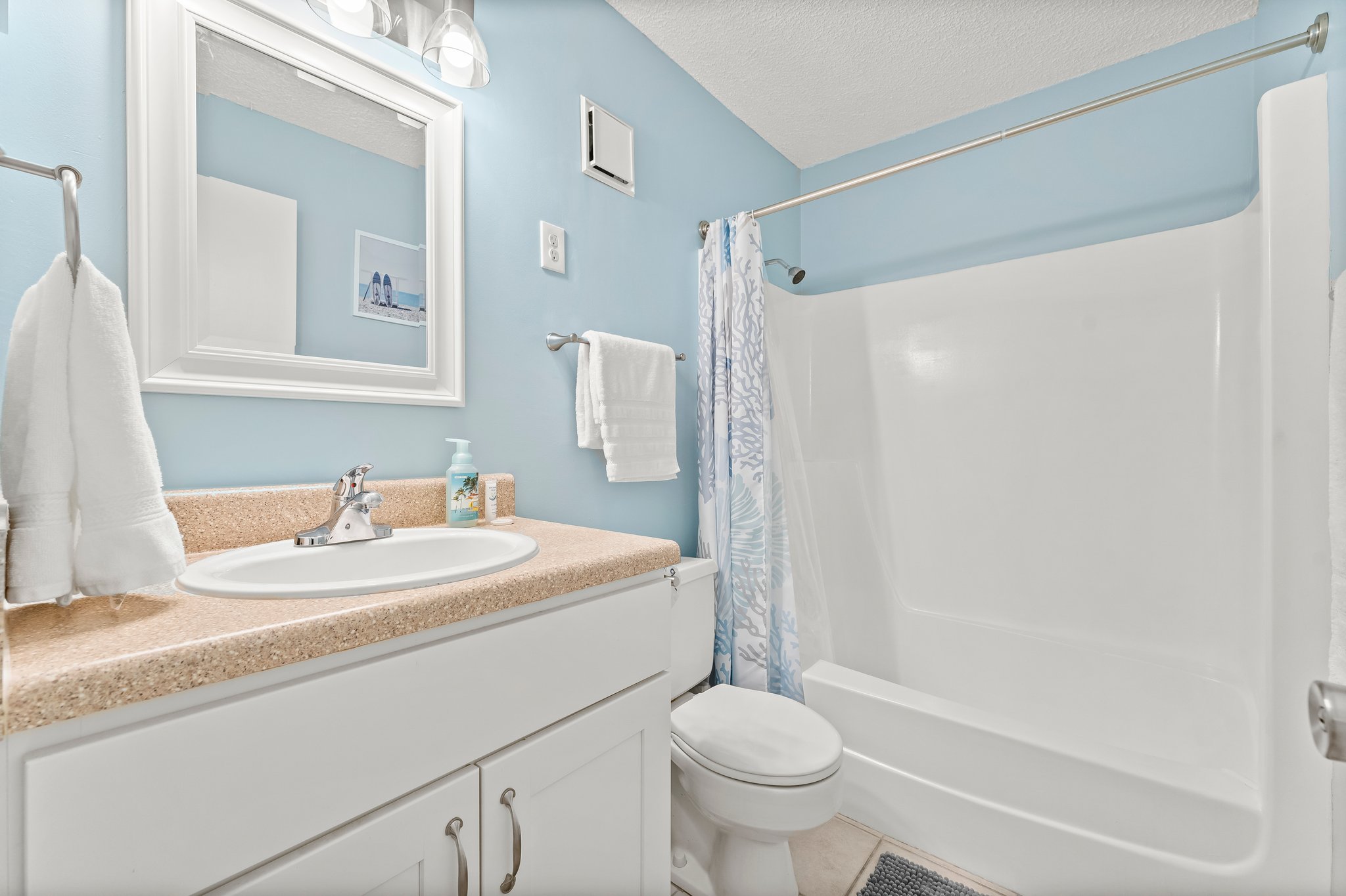 Full tub and shower for bunk bedroom