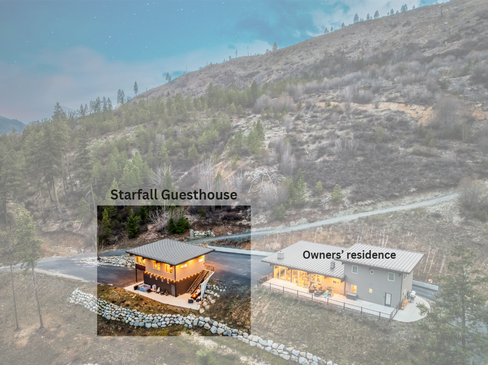 Owners live on site in the main home. Guests have full access to the guesthouse (upper level above the garage) and amenities outside around the lower part of the garage.