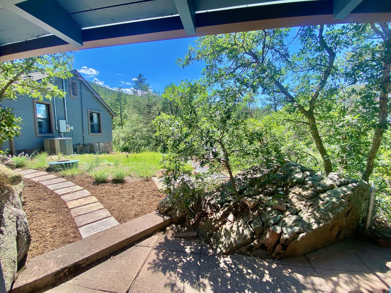 View of the newly finished backyard from the gazebo.