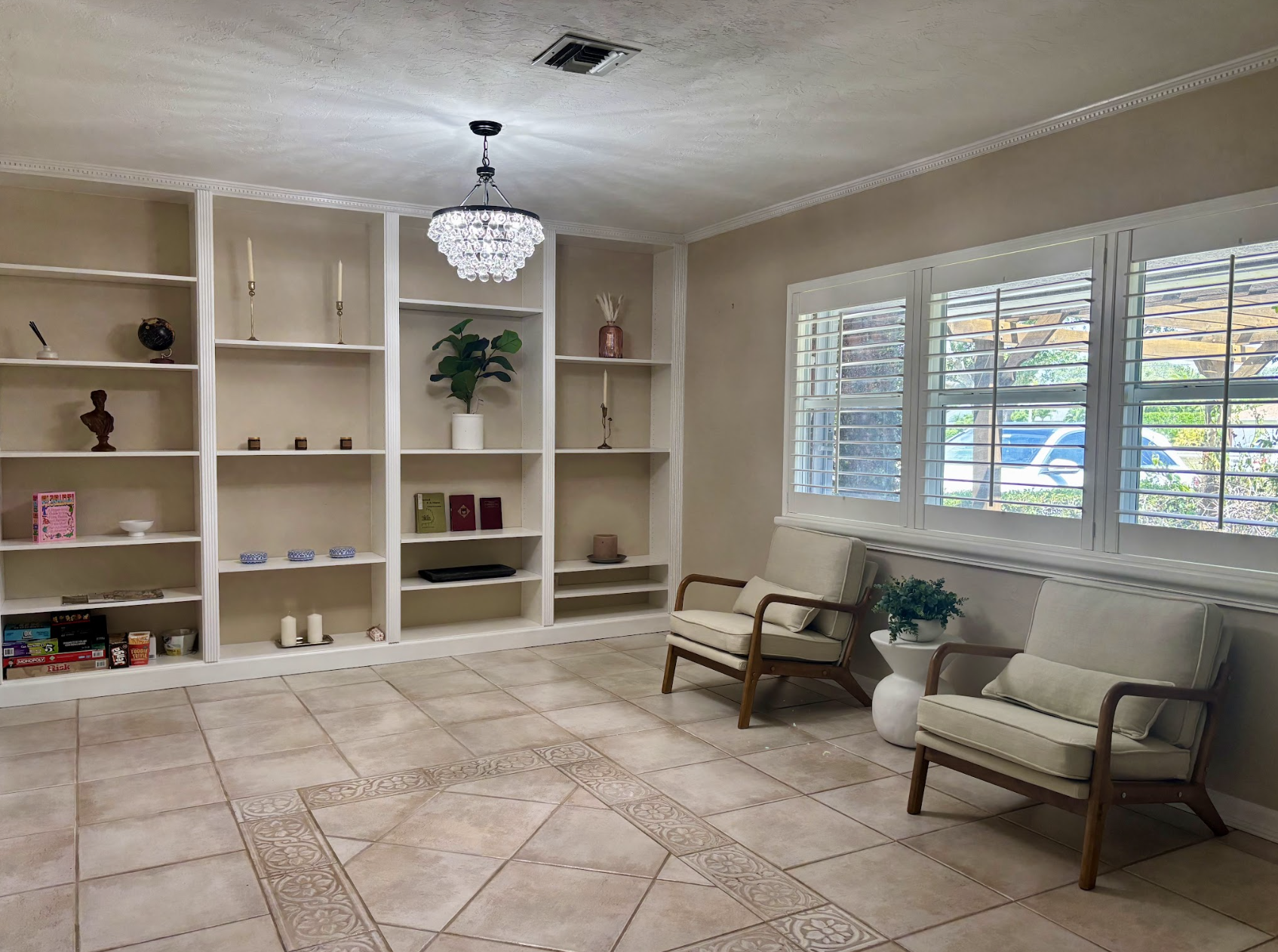 The front sitting room is the perfect place to enjoy your morning coffee or read a book.