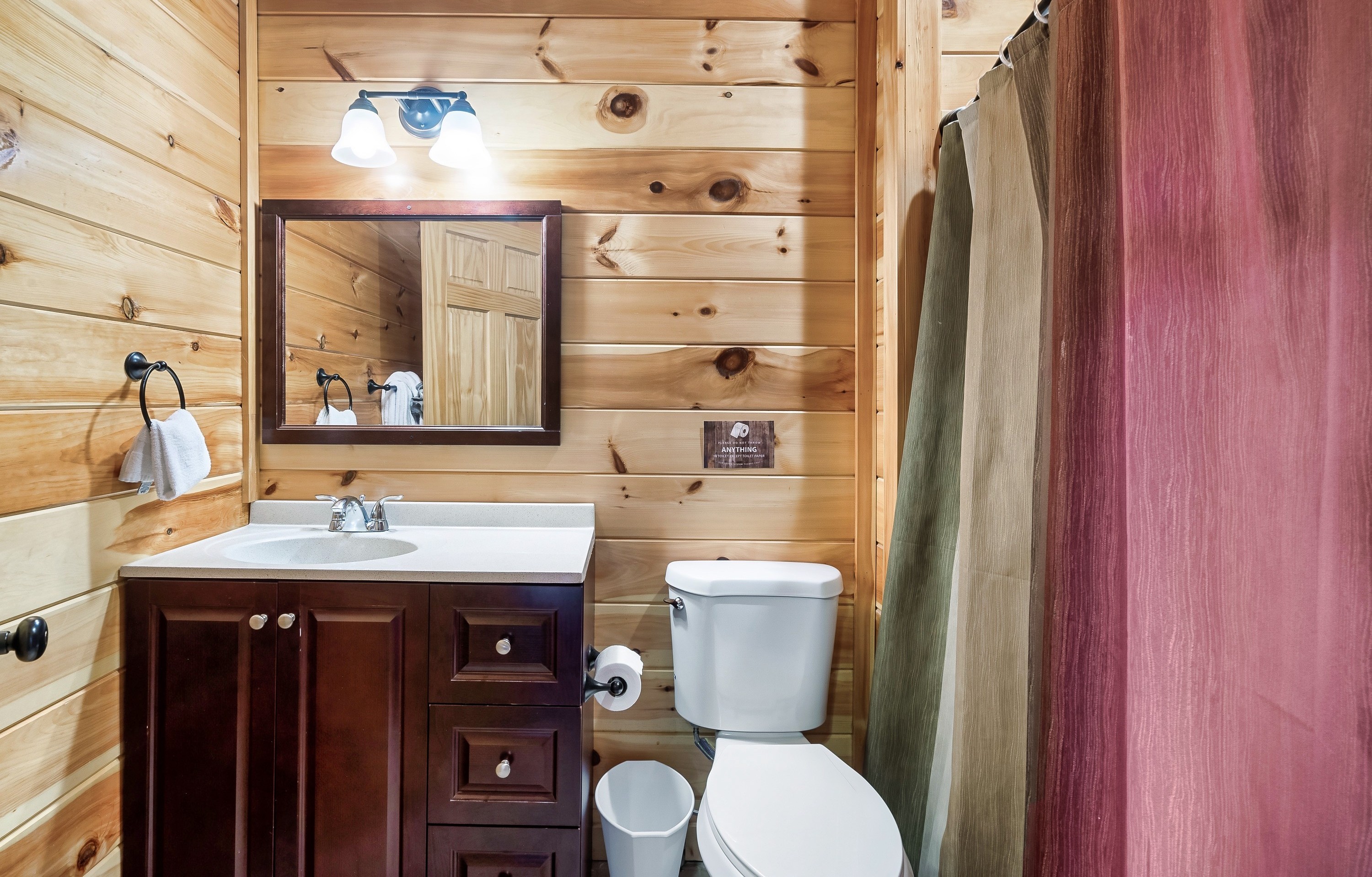 Unwind in a spa inspired bathroom that makes post adventure feel calm and refreshing.