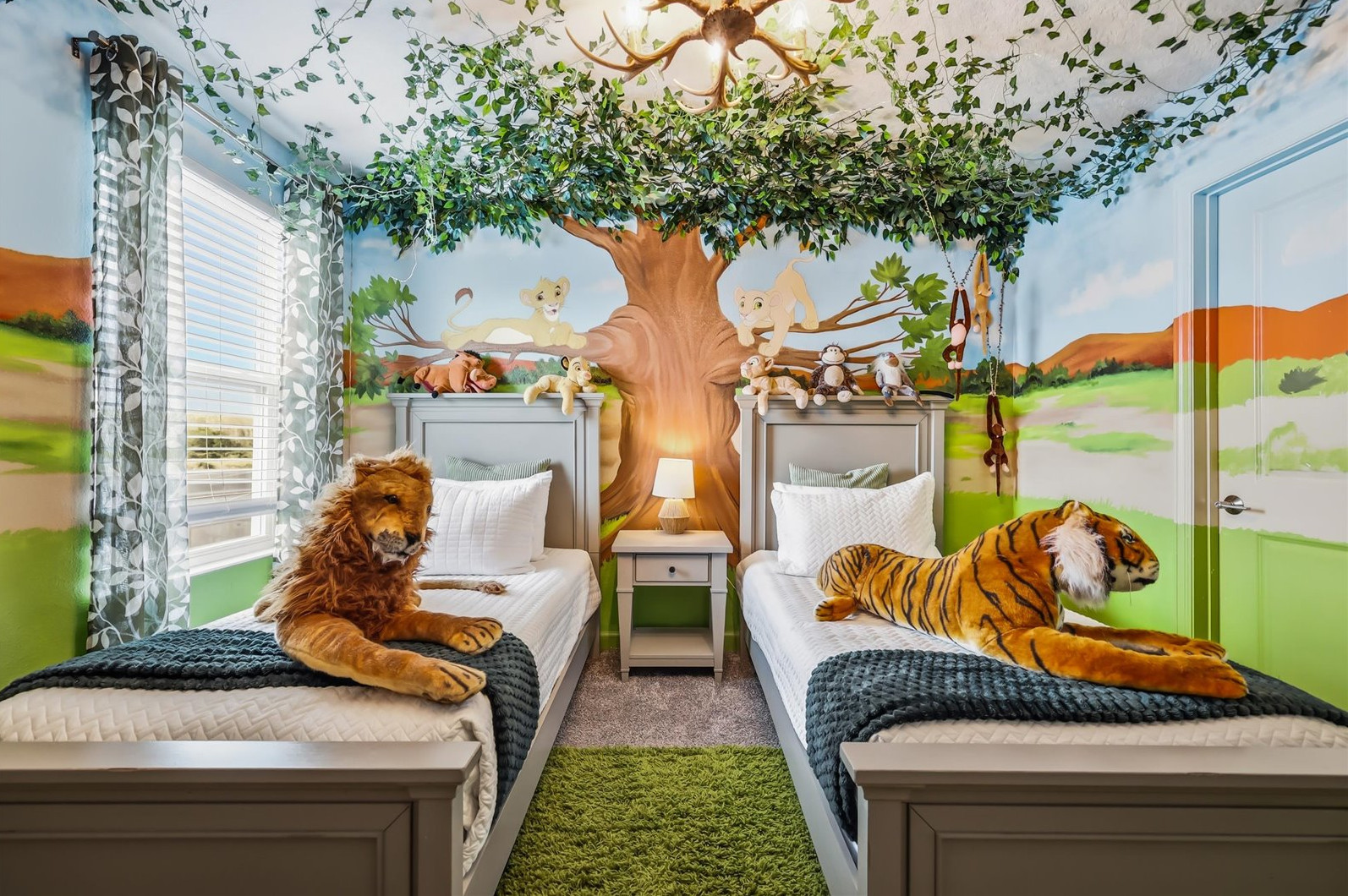 Lion King bedroom with two twin beds