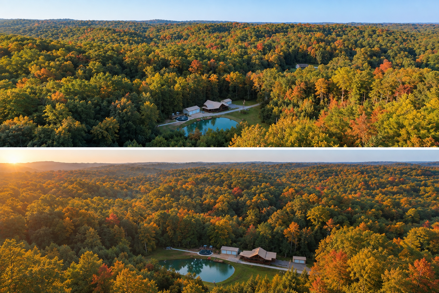 A private retreat surrounded by acres of peaceful woodland.