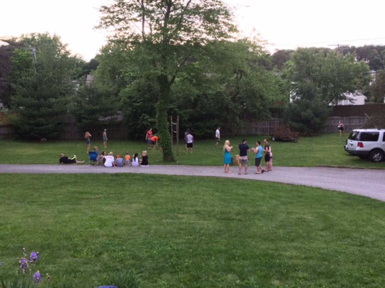 Front yard area for playing volleyball