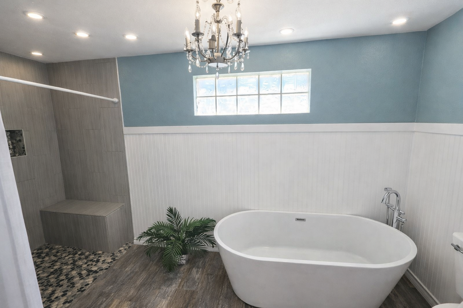 Large first floor bathroom- roll in handicapped shower