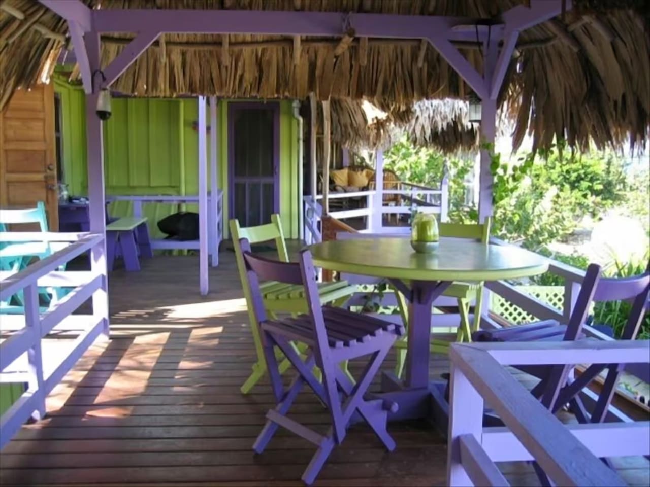Outdoor dining area with an amazing view.