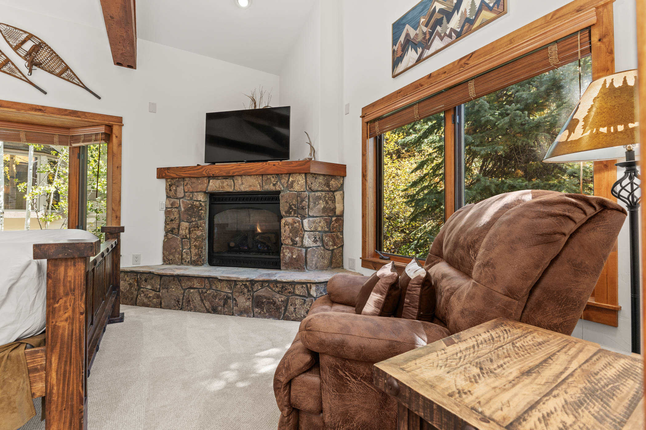 Top Level - Ensuite King Bedroom 1 with SmartTV & Gas Fireplace