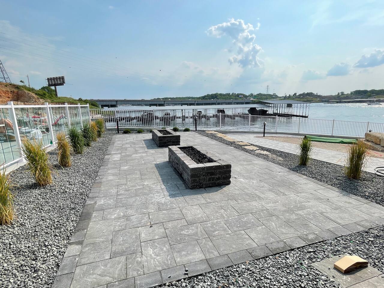 Outdoor gas fire pit areas in the common area
