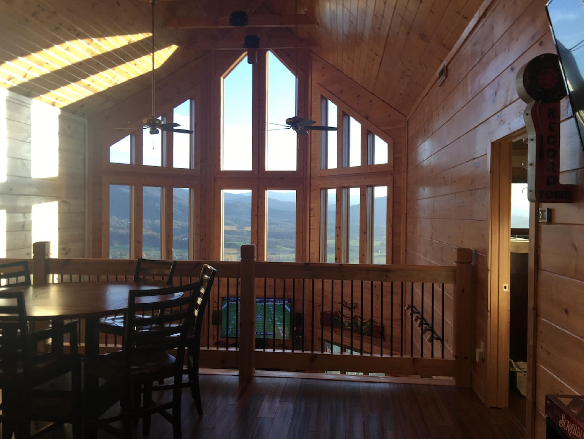 The view from the loft looking out of the church-style windows is breathtaking!
