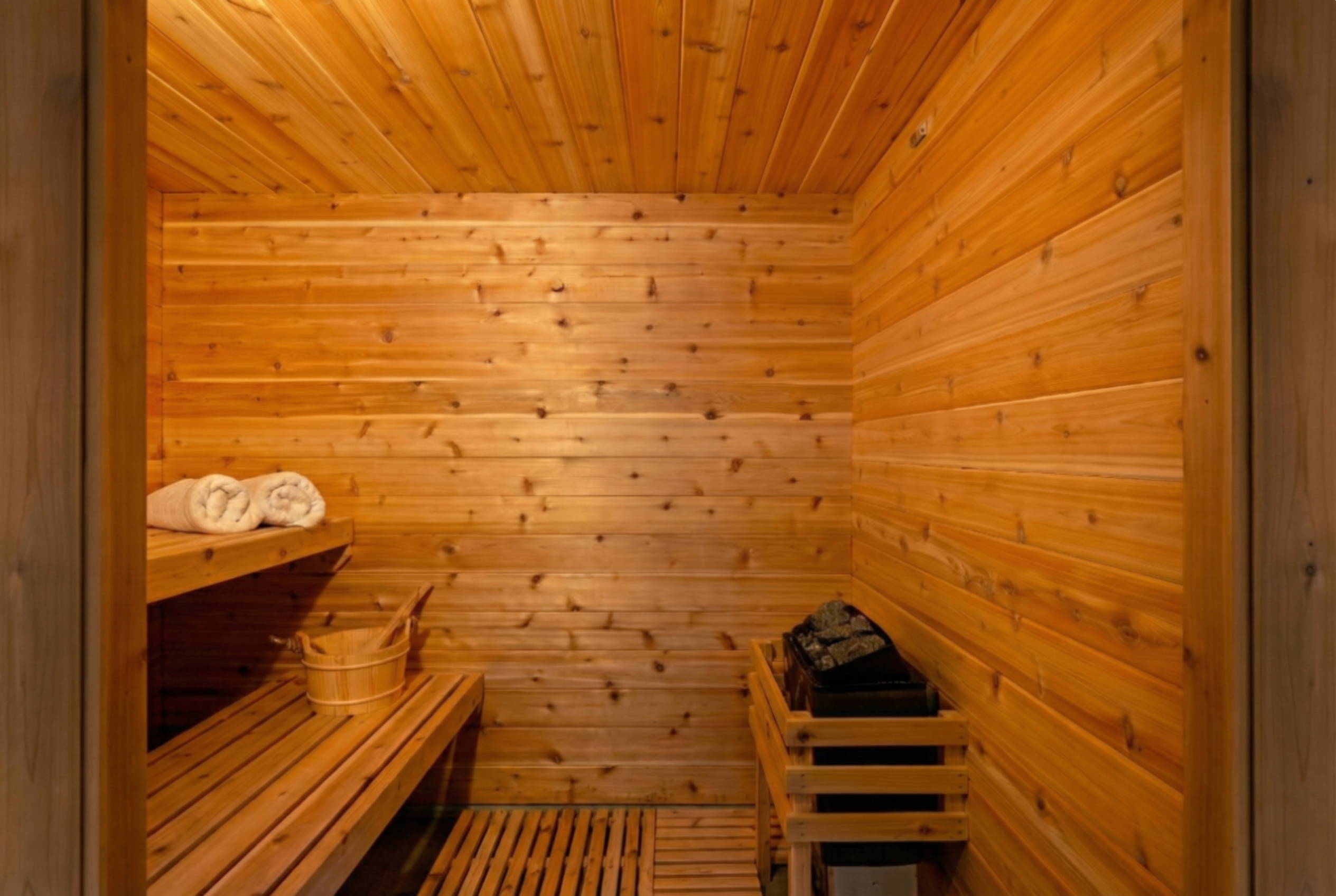 Custom built, cedar-lined, Finnish sauna - relax and melt away your stress