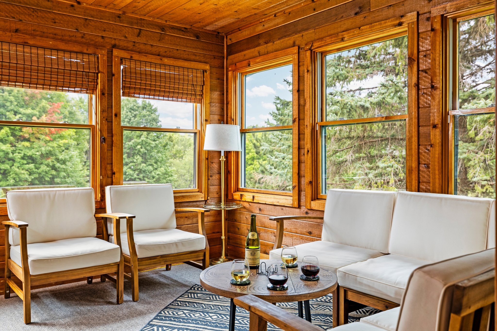 Stretch out and relax in the bright, spacious three-seasons room—enjoy the outdoor feel without the bugs!