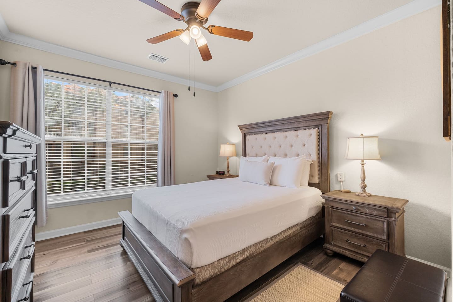 Relax in this thoughtfully designed bedroom 1, featuring a queen-size bed.