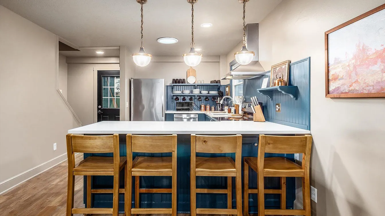 Breakfast Bar, Game Room Door, Stairs to Second Floor