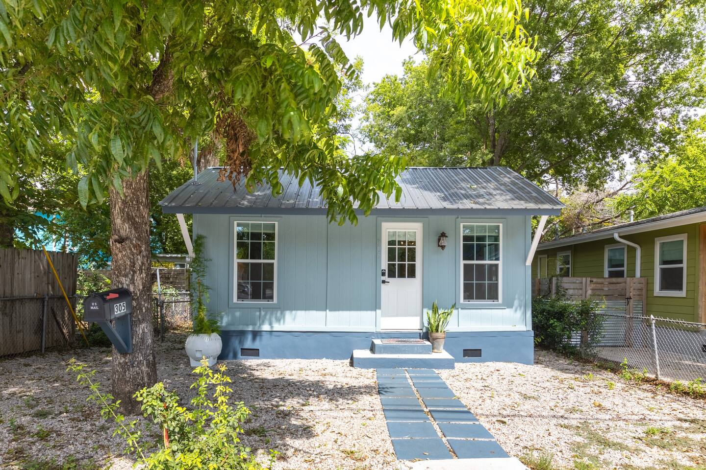 fenced yard with parking