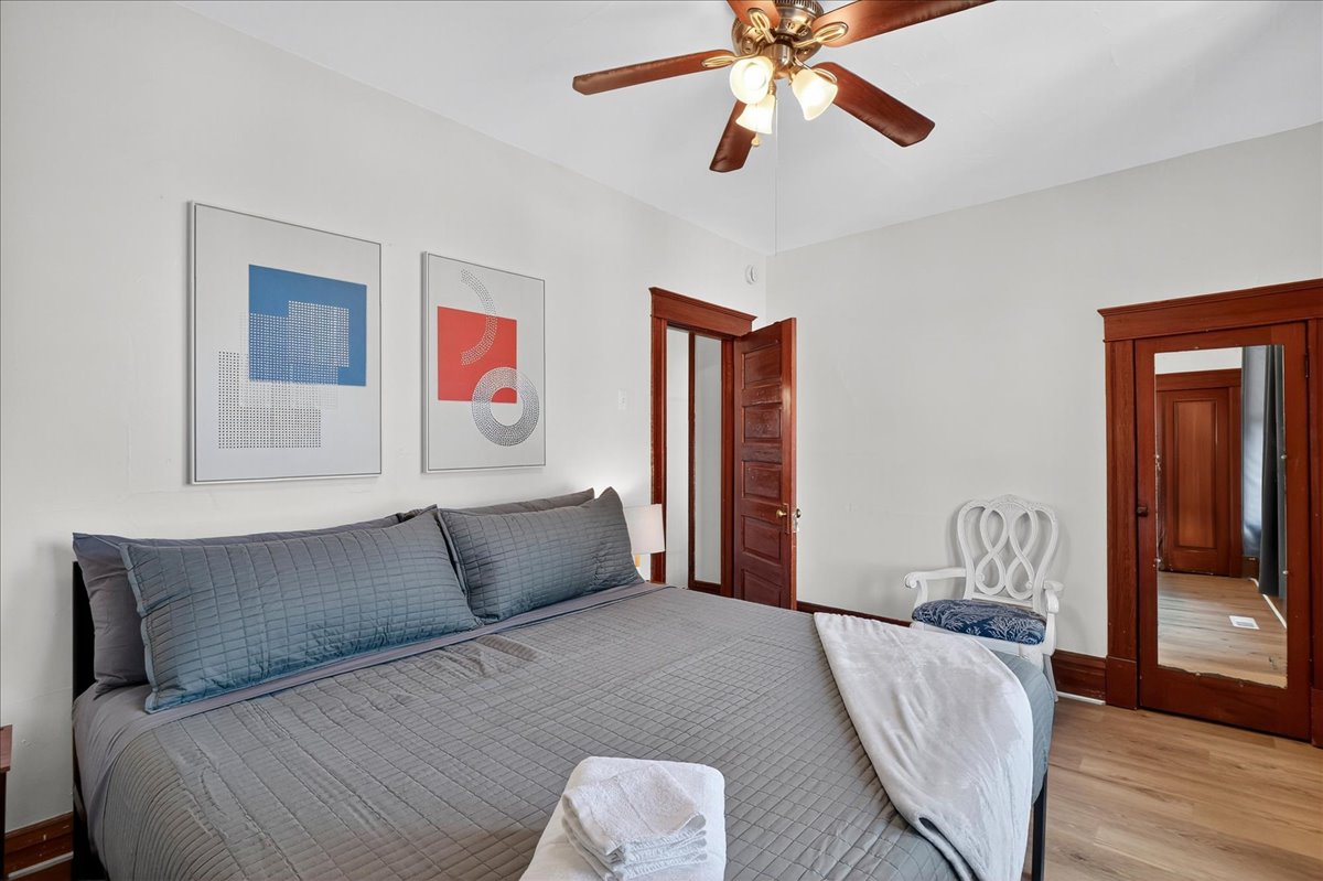Spacious king-size bedroom.