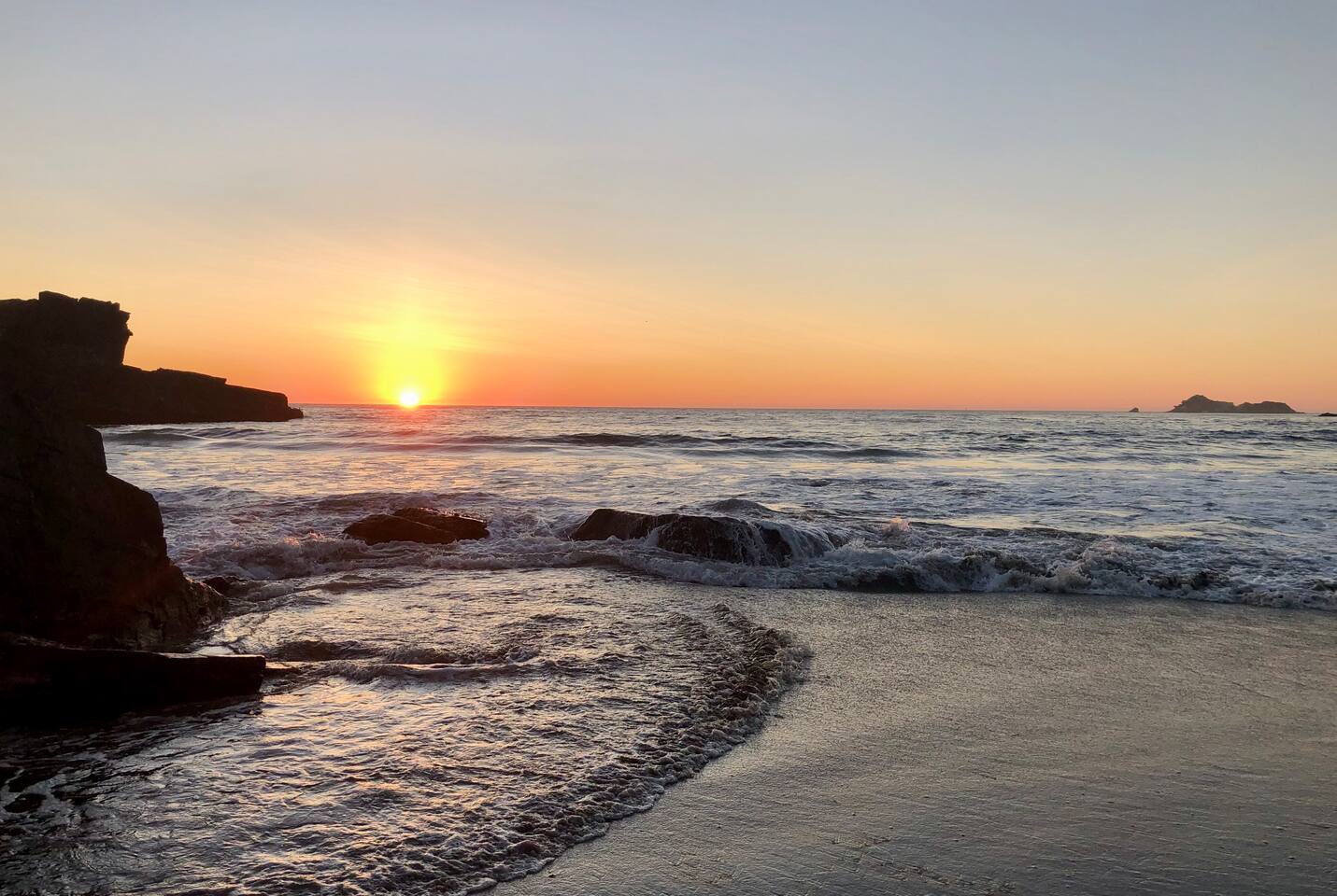 Cook's Beach at sunset.