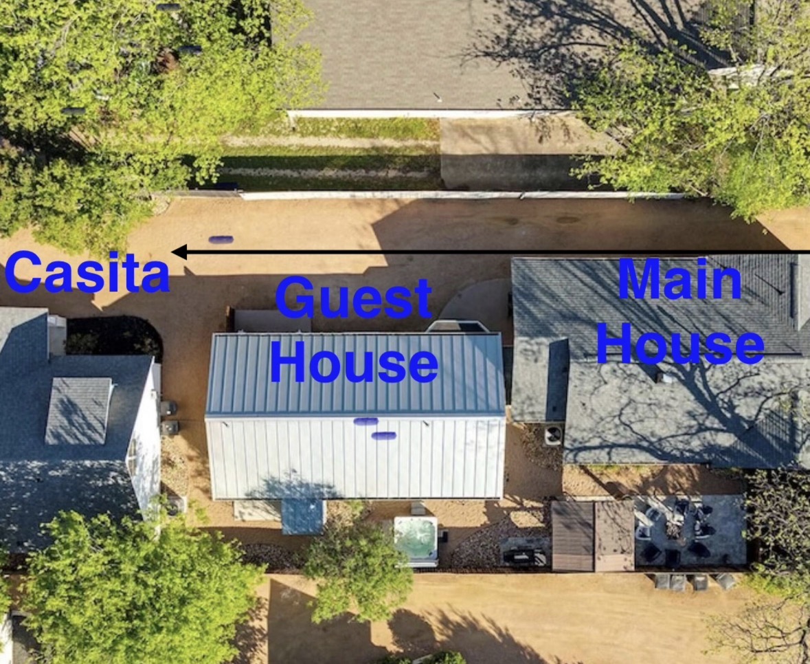 The Main House, Guest House, and Casita offer flexible accommodations for family reunions, girls' weekends, wedding parties, and group getaways.
