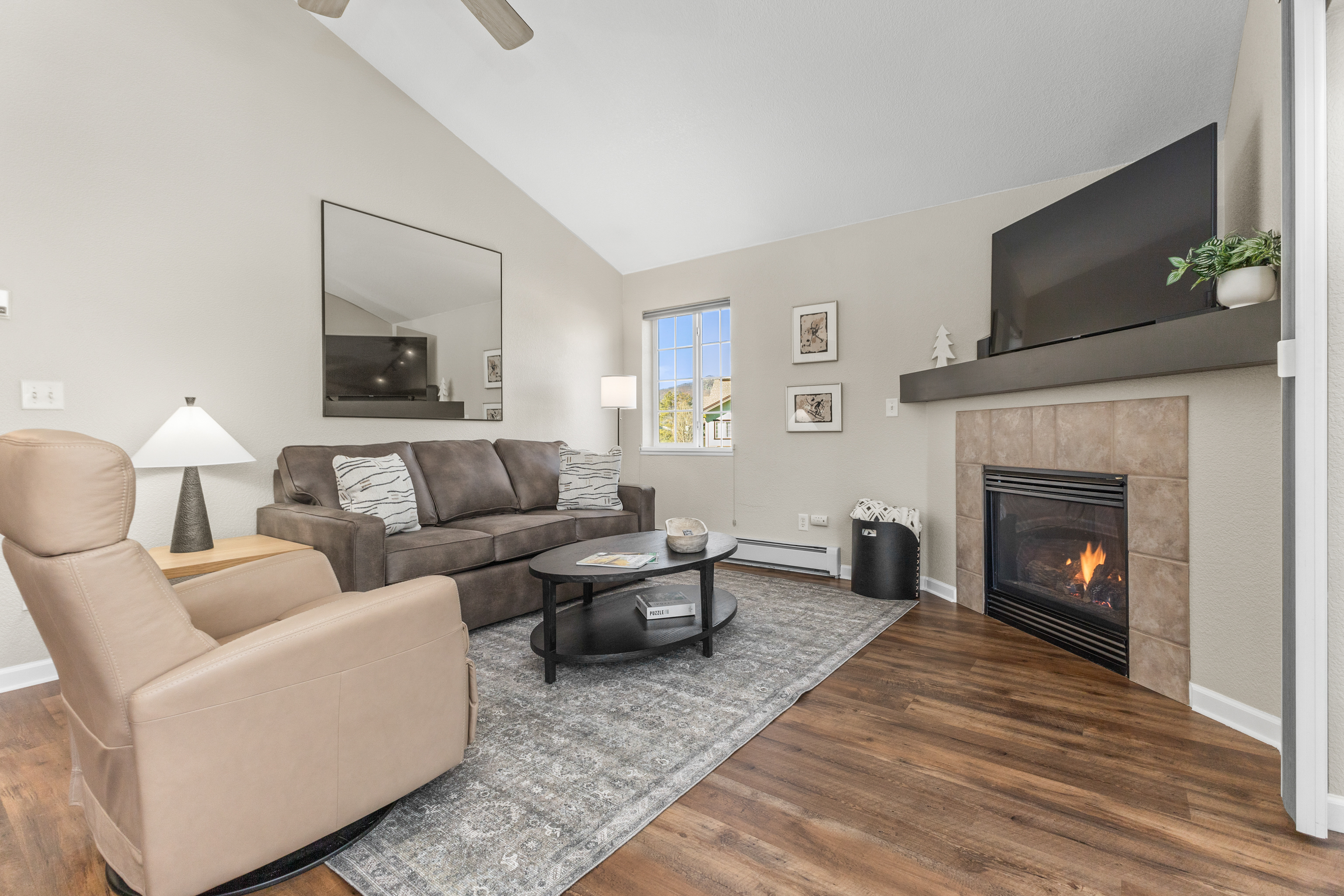 Spacious Living Room | Fireplace