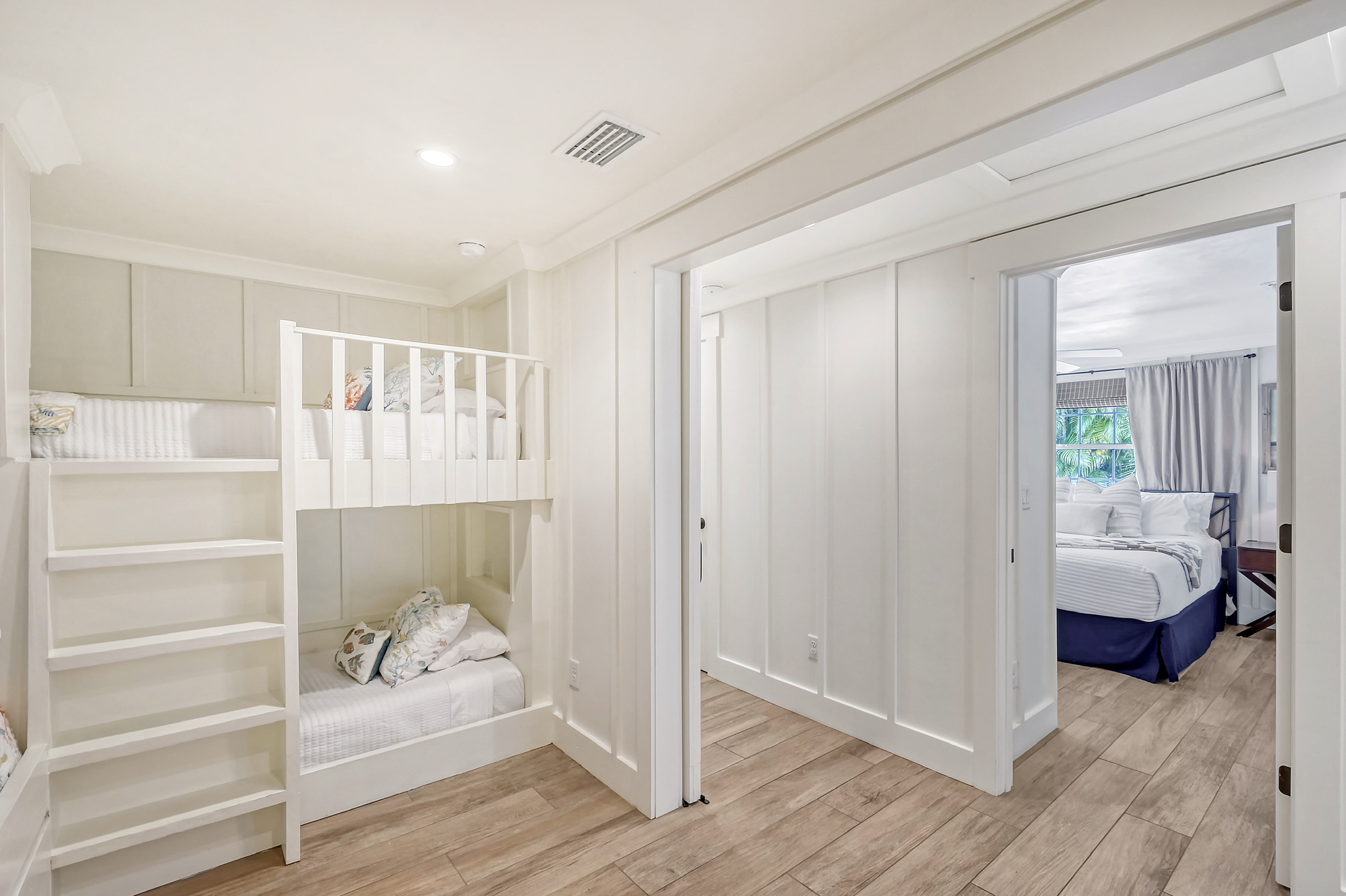 Each bunk was designed with a shelf and outlet for devices.