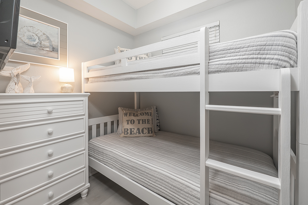 Beach ready bunk room with flat screen tv