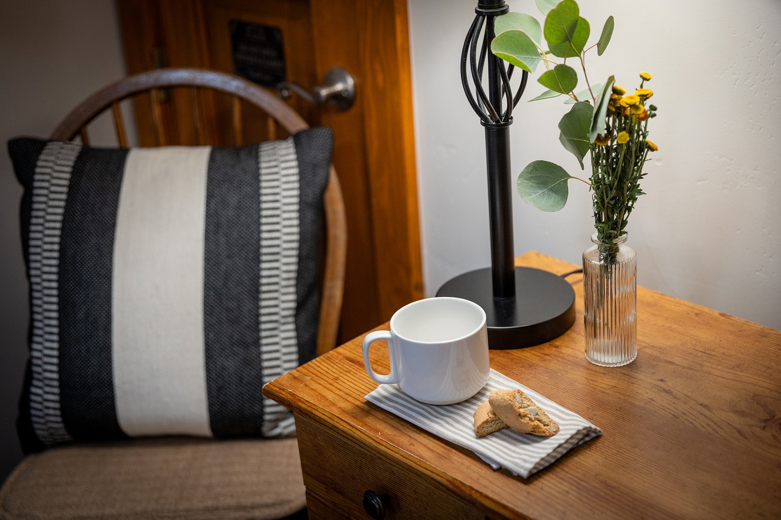 Claim the corner chair with a book and a coffee — the quiet spot the early riser always finds first.