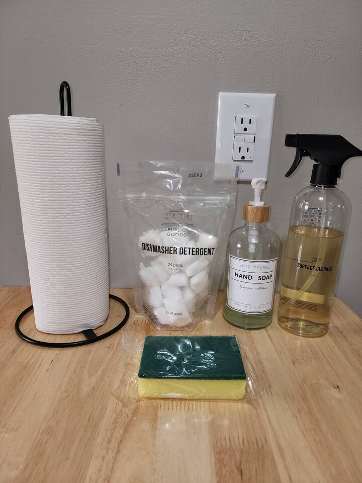 Cleaning supplies included. 