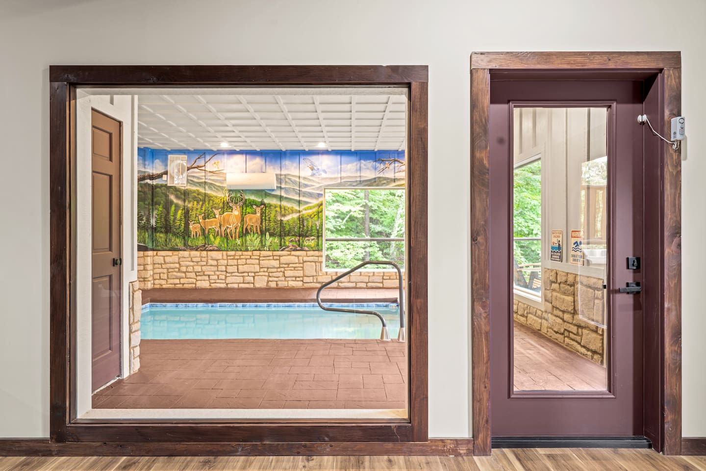 movie room view into pool room