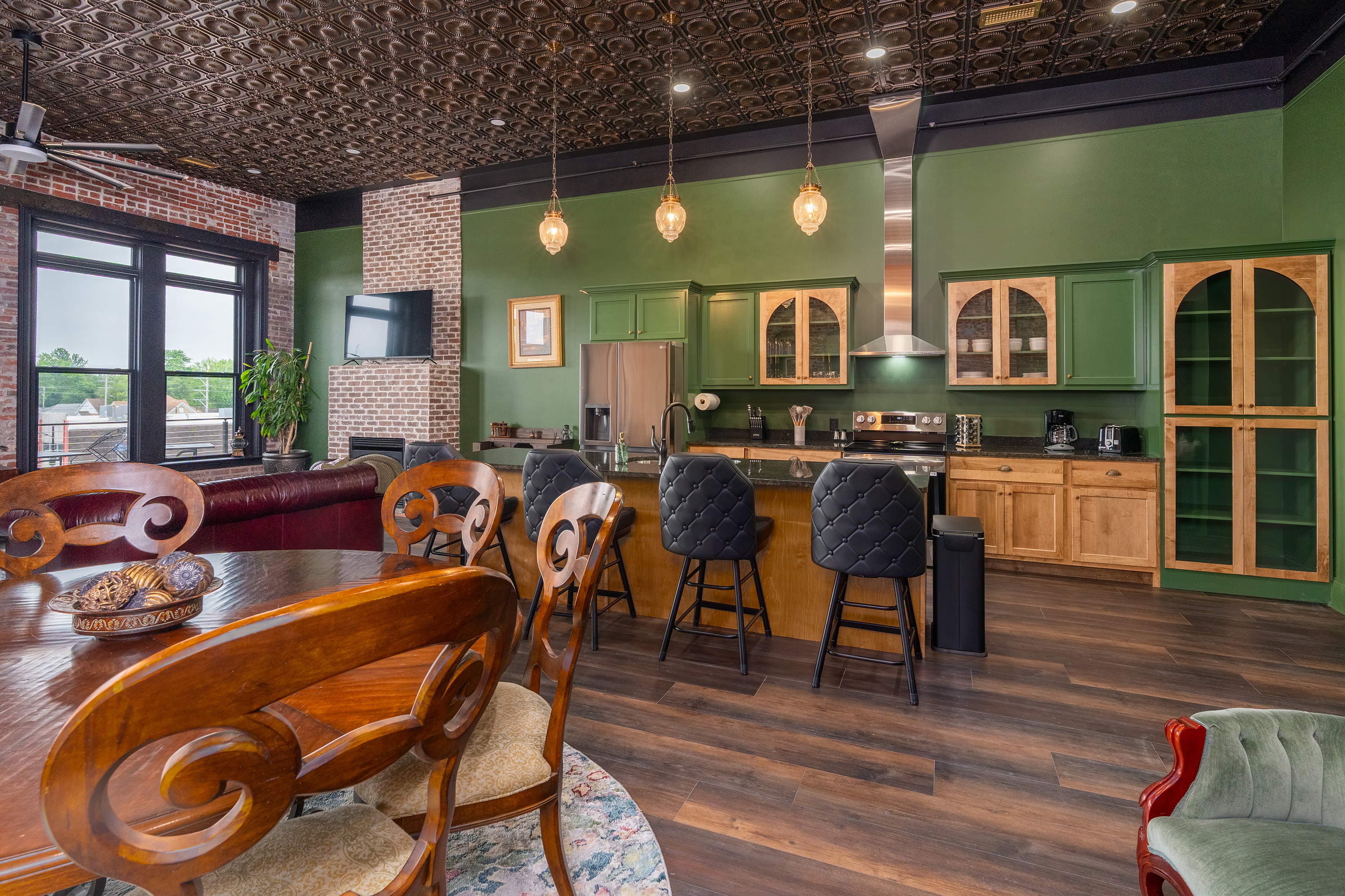 Open concept layout with tall ceilings