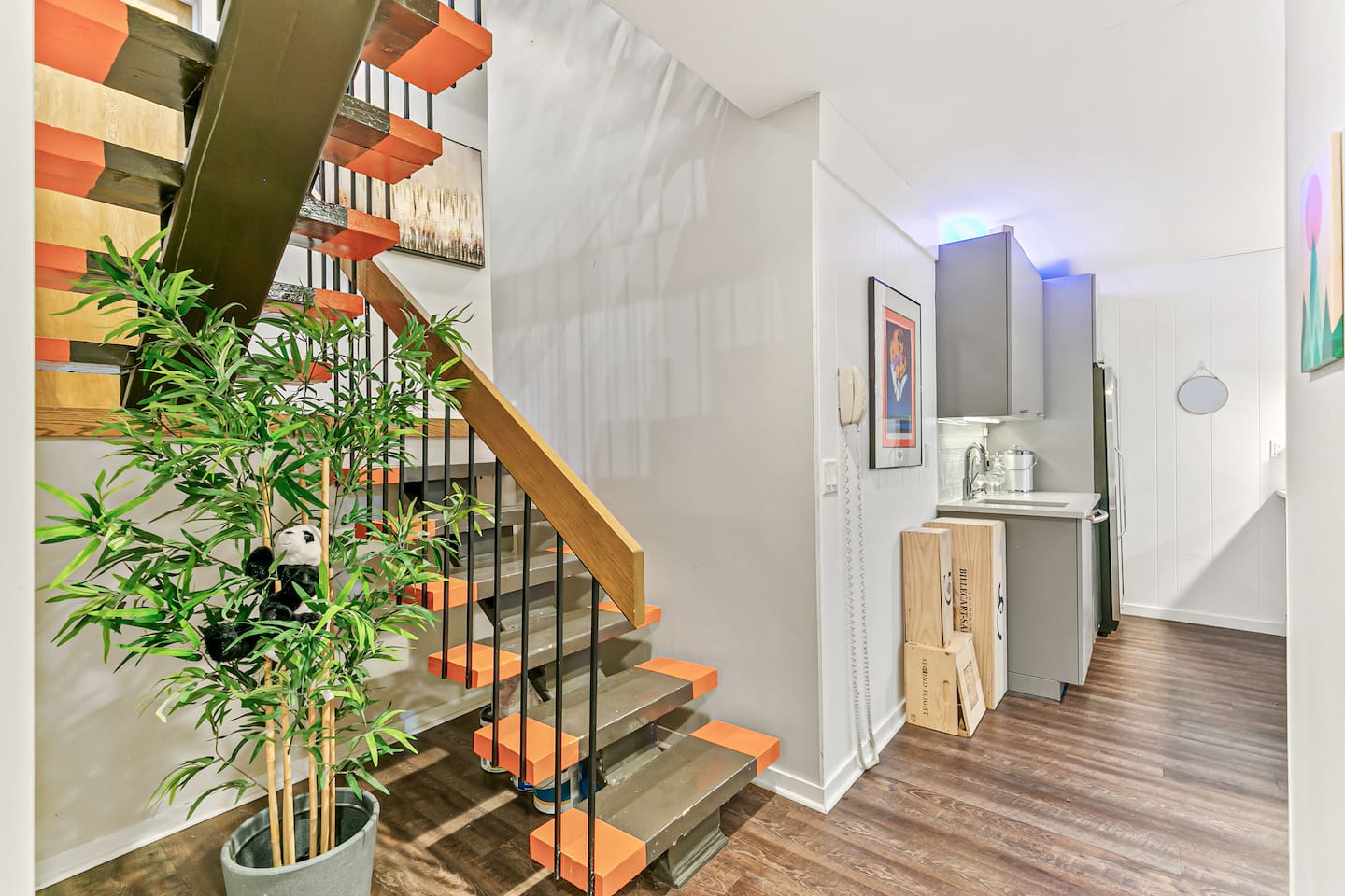 The stairway provides seamless access to all floors.